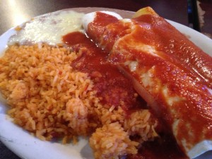 Enchilada Burrito Rice and Beans at Cinco De Mayo