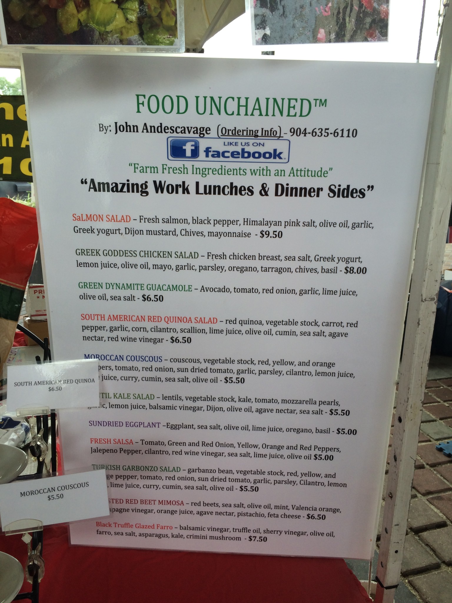 Food Unchained - Menu