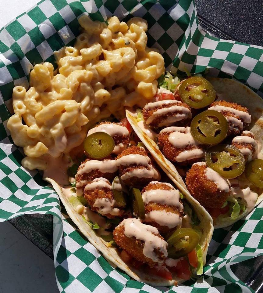 A Flying Sausage - Chicken Tacos and Mac N Cheese