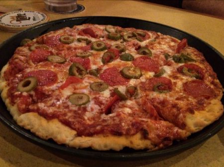 Red Elephant Pizza- Pepperoni and Green Olive
